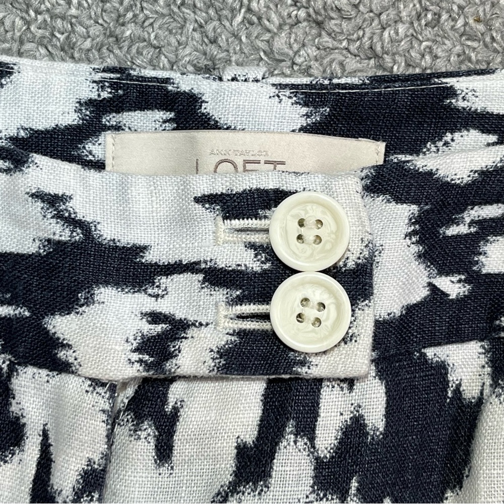 LOFT Marisa 100% Linen Ikat Print Wide Leg Pants Womens Size 4 Petite - Picture 6 of 11